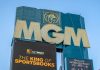 MGM Resorts fundamentally opposes sports event contracts, says CEO Signs for MGM Resorts International and BetMGM outside the MGM Grans in Las Vegas