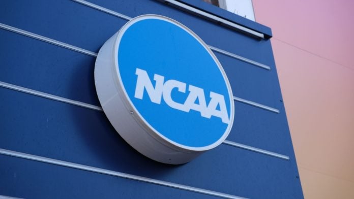 NCAA-College-Basketball-13-Players-Sports-Betting-Violations NCAA sign as the organization investigates 13 former student-athletes for betting violations.