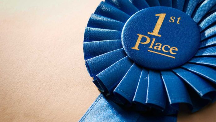 Blue first place ribbon