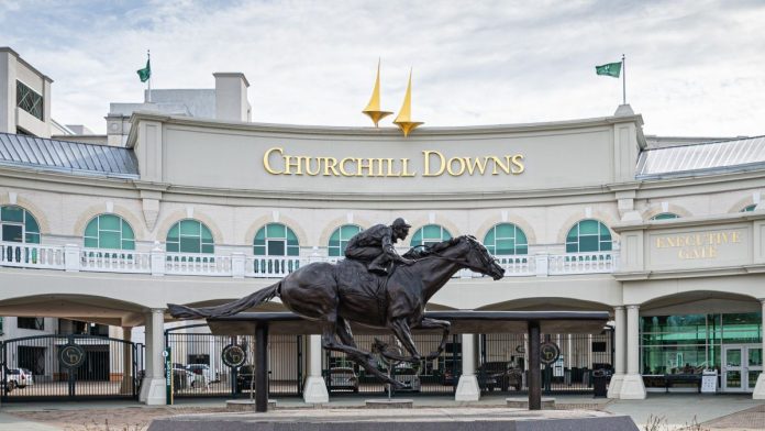 Churchill-Downs-CEO-wants-to-school-prediction-markets-on-horse-racing The Barbaro Statue at Churchill Downs' complex in Louisville, Kentucky
