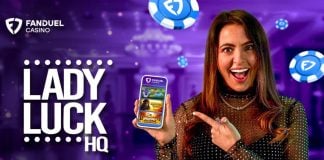A promotional image from FanDuel Casino featuring new ambassador Lady Luck HQ