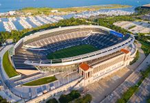 Aerial view of Soldier Field in Chicago