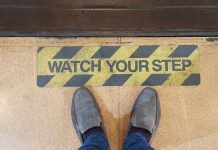 A warning sign telling people to watch their step