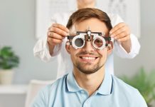 A person at the eye doctor as OpticOdds partners with Pragmatic Play.