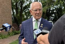 Rep. Paul Tonko speaks to media as he asks U.S. sports leagues to support his SAFE Bet Act.