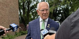Rep. Paul Tonko speaks to media as he asks U.S. sports leagues to support his SAFE Bet Act.