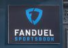 The FanDuel Sportsbook logo on a building in Chicago