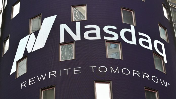 A Nasdaq advertisement at Times Square in Manhattan, in New York City