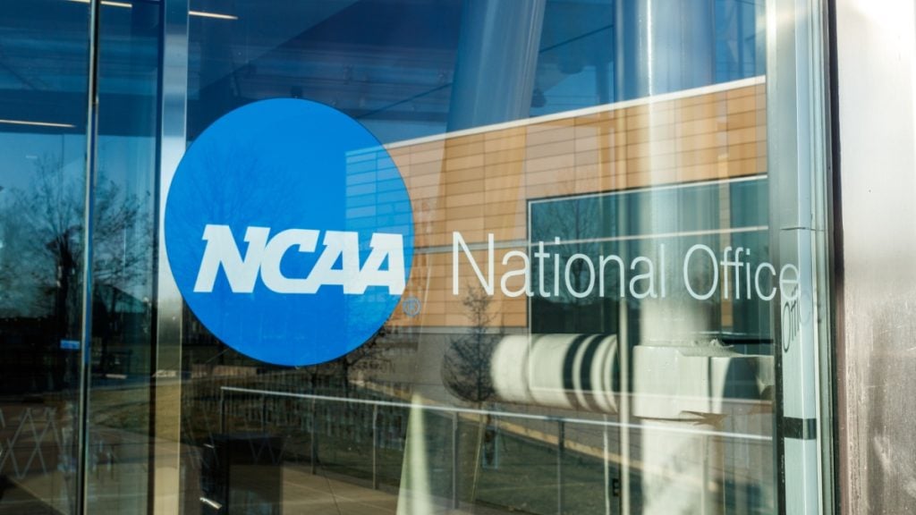 NCAA logo as the organization prevents a rule change.
