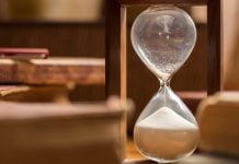 An empty hourglass, indicating time being up
