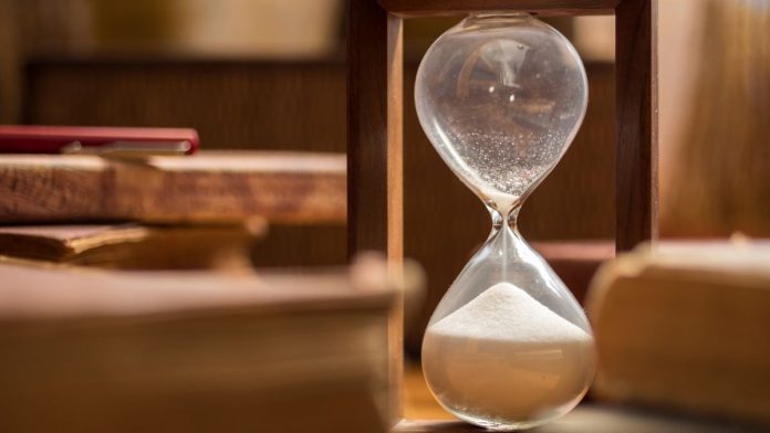 An empty hourglass, indicating time being up