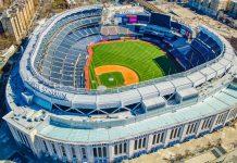 An aerial view of Yankee Stadium in New York