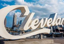 The Cleveland tourism sign in Cleveland, Ohio