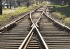 A railway track diverging into two tracks heading in different directions