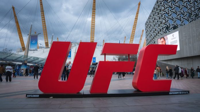 UFC-Gambling-Investigation-Flagged-Suspicous-Bets-Dulgarian UFC logo as the organization faces more gambling woes.