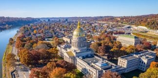 The West Virginia capitol in the capital city of Charleston