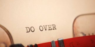 Typewritten words "Do over" on a piece of paper