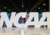 NCAA sign as president Charlie Baker talks prediction markets.