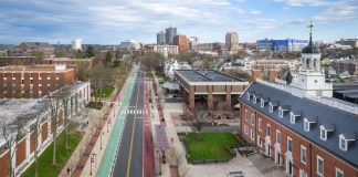 Aerial view of part of the Rutgers University campus in New Jersey
