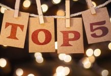 Paper banners reading "Top 5"