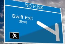 Road sign about swift exit