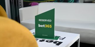 A table at a gaming conference reserved for bet365