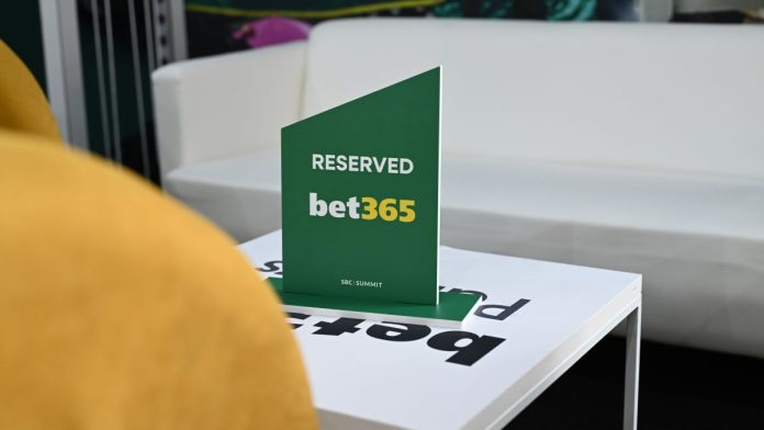 A table at a gaming conference reserved for bet365