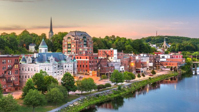 Churchill-Downs-challenges-Maine's-'race-based'-online-casino-monopoly-in-court The Augusta, Maine, skyline on the Kennebec River at dusk