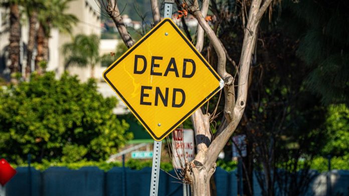Indiana-iLottery-bill-dead-for-2026-due-to-lack-of-support A "dead end" sign on a road