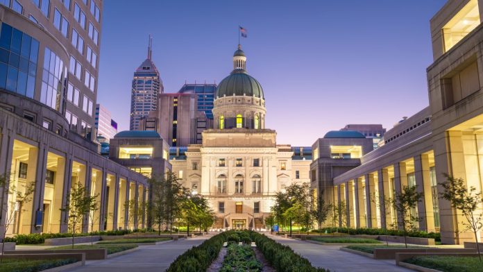 Indiana-regulator-says-sweeps-are-legal,-but-should-they-be-banned-or-approved The Indiana Statehouse building