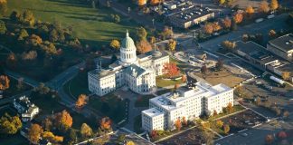 Maine lawmaker urges credit card gambling ban as legal online casino arrives Aerial view of the State House in Augusta, Maine