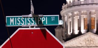 Mississippi senators resurrect sweepstakes ban for 2026 A road sign for Mississippi St. above a stop sign with the Mississippi State Capitol in the background