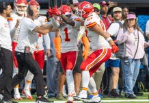 Kansas City Chiefs as Missouri posts its first month of sports betting handle and revenue.