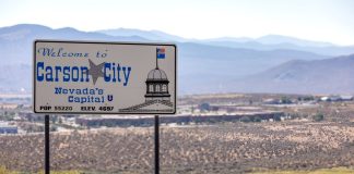 Nevada regulator takes Polymarket to state court over event contracts A sign for Nevada capital Carson City, overlooking the city