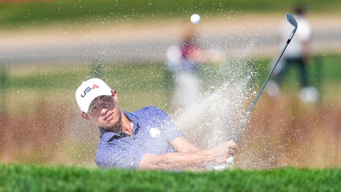 PGA-TOUR-fully-integrates-IC360's-ProhiBet-to-monitor-betting Collin Morikawa hits out of a bunker during a practice round of the 45th Ryder Cup