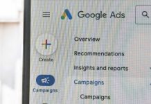 Google Ads screen on a computer monitor