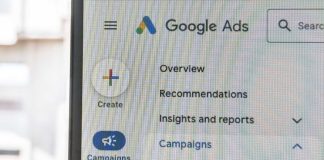 Google Ads screen on a computer monitor