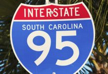 An I-95 road sign in South Carolina