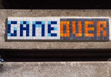 Action 24/7 in Tennessee now operating 0/0 Game over written in mosaic tiles