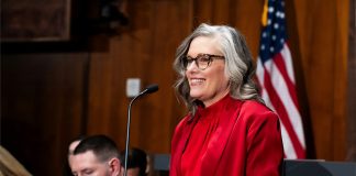 Arizona Gov. Katie Hobbs, who is proposing a tax rate increase on sports betting.