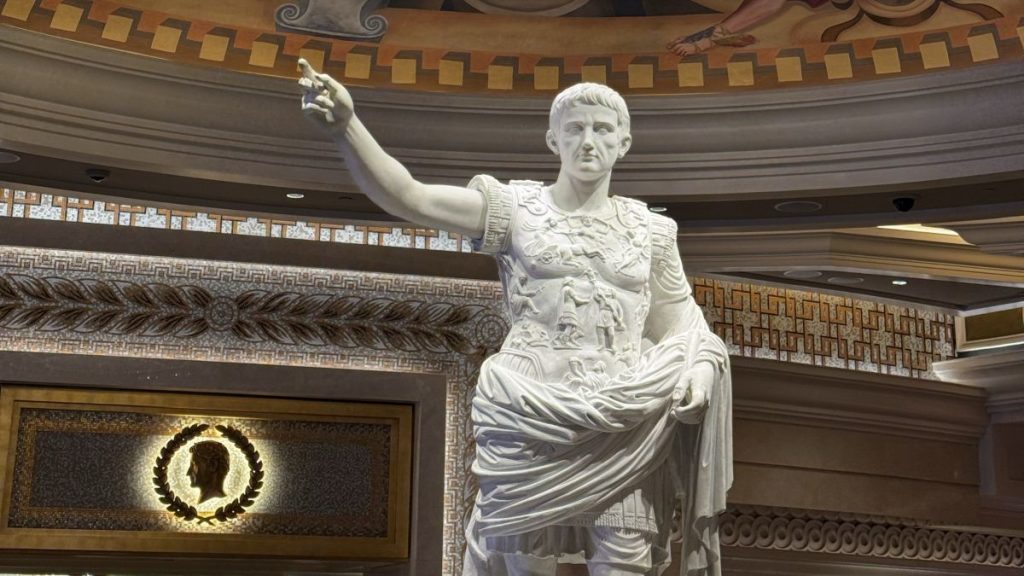 Statue of Julius Caesars in a Caesars property in Las Vegas