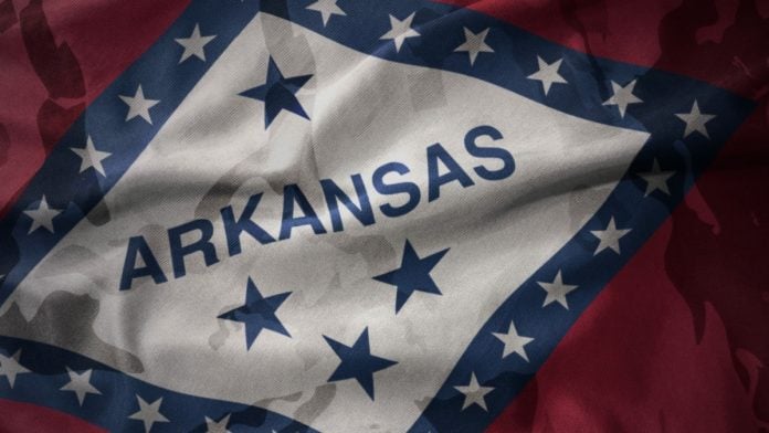 DraftKings-FanDuel-Arkansas-Sports-Betting-Online Arkansas flag as DraftKings and FanDuel launch online sports betting in the state.