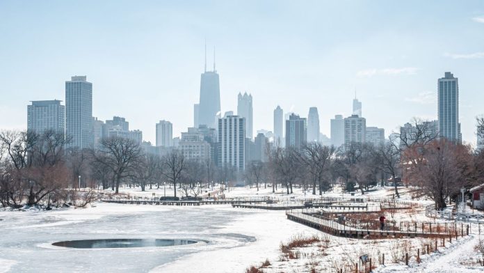 Illinois-gaming-lawmakers-vote-to-block-Chicago-sports-betting-tax A view of the Chicago skyline in the snow