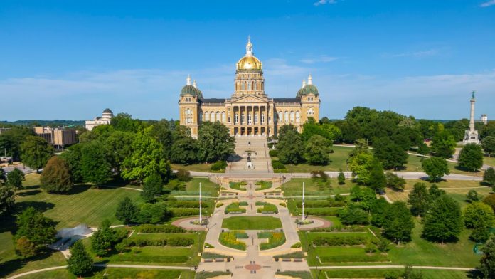 The Iowa State Capitol building in Des Moines
