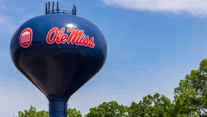 Mississippi water tower as the state's House passes an online sports betting bill.
