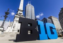 The Big Ten logo displayed on a sign in Indianapolis