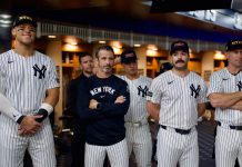 New York regulator will consider banning some bets, calls on leagues Aaron Judge and other New York Yankees players and staff in the locker room
