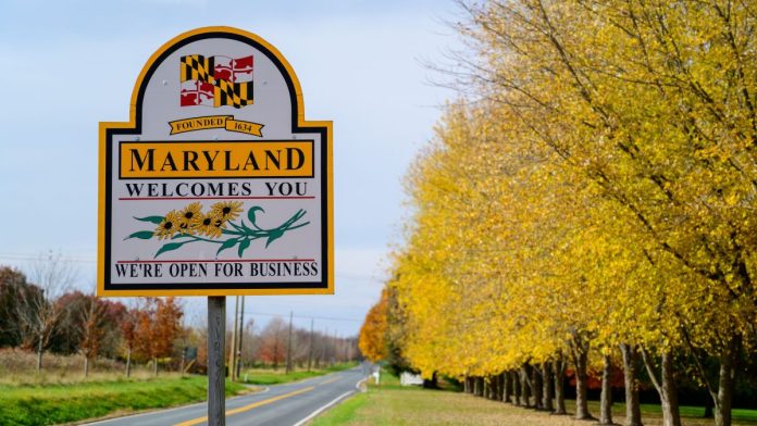 Oddin.gg-continues-US-growth-momentum-with-Maryland-entry A "Welcome to Maryland" sign at the side of a road