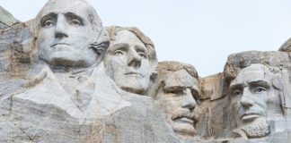 Mount Rushmore as South Dakota considers a bill to legalize online sports betting.