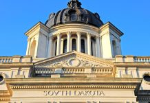 South Dakota capitol as a state senate committee passes an online sports betting bill.